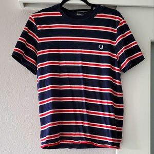 Fred Perry Cotton Crew Neck T-Shirt, Men's Medium, Blue White Red Stripes